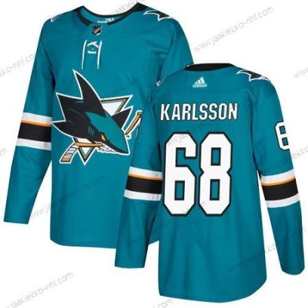 Adidas Miesten San Jose Sharks #68 Melker Karlsson Sinivihreä Kotiottelupaita Aito Ommeltu NHL Paita