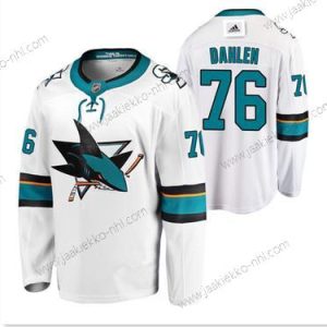 Adidas Miesten San Jose Sharks #76 Jonathan Dahlen Valkoinen Road Aito Ommeltu NHL Paita