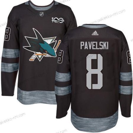 Adidas Miesten San Jose Sharks #8 Joe Pavelski Musta 100th Vuosipäivä Ommeltu NHL 2017 Jääkiekko Paita