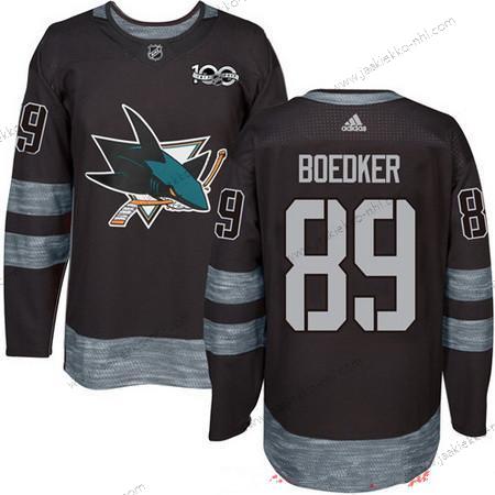 Adidas Miesten San Jose Sharks #89 Mikkel Boedker Musta 100th Vuosipäivä Ommeltu NHL 2017 Jääkiekko Paita