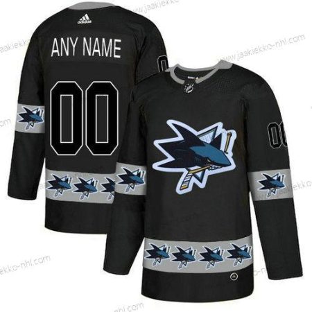 Adidas Miesten San Jose Sharks Mukautettu Musta Maajoukkue Logos Paita