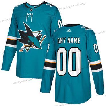 Adidas Miesten San Jose Sharks Mukautettu Sininen Ommeltu NHL 2017-2018 Jääkiekko Paita