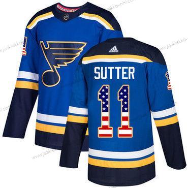 Adidas Miesten St. Louis Blues #11 Brian Sutter Sininen Kotiottelupaita Aito USA Flag Ommeltu NHL Paita