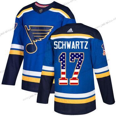 Adidas Miesten St. Louis Blues #17 Jaden Schwartz Sininen Kotiottelupaita Aito USA Flag Ommeltu NHL Paita