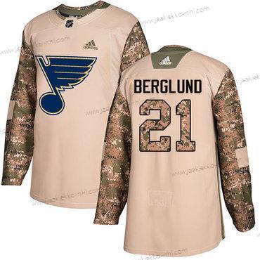 Adidas Miesten St. Louis Blues #21 Patrik Berglund Maastokuvio Aito 2017 Veterans Day Ommeltu NHL Paita