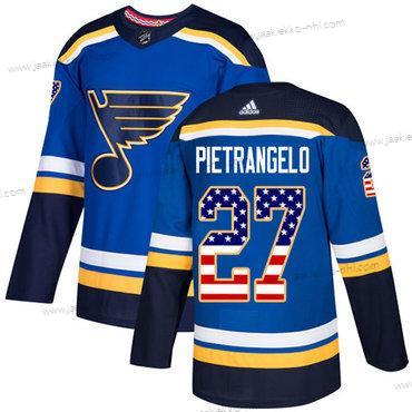 Adidas Miesten St. Louis Blues #27 Alex Pietrangelo Sininen Kotiottelupaita Aito USA Flag Ommeltu NHL Paita