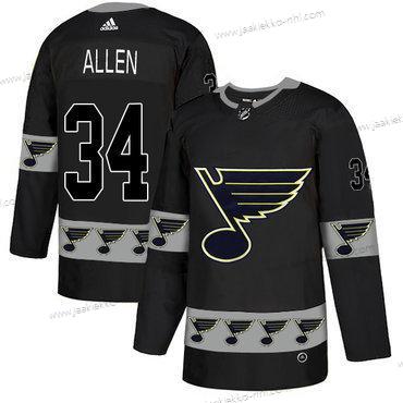 Adidas Miesten St. Louis Blues #34 Jake Allen Musta Maajoukkue Logos Paita