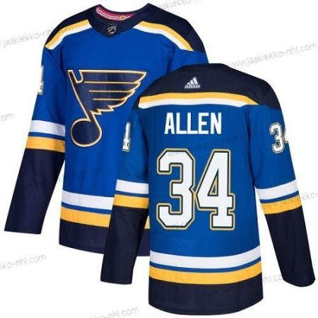 Adidas Miesten St. Louis Blues #34 Jake Allen Sininen Kotiottelupaita Aito Ommeltu NHL Paita