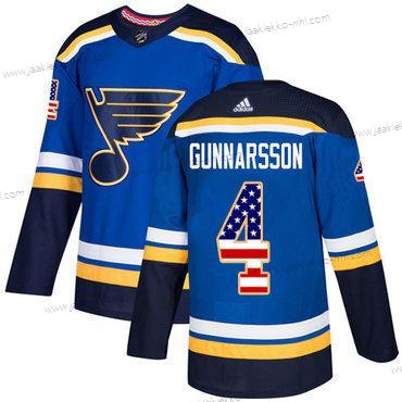 Adidas Miesten St. Louis Blues #4 Carl Gunnarsson Sininen Kotiottelupaita Aito USA Flag Ommeltu NHL Paita