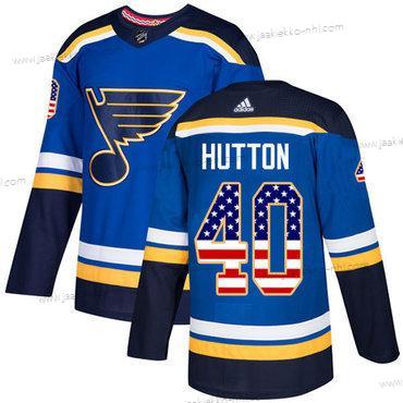 Adidas Miesten St. Louis Blues #40 Carter Hutton Sininen Kotiottelupaita Aito USA Flag Ommeltu NHL Paita