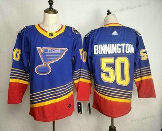 Adidas Miesten St. Louis Blues #50 Jordan Binnington Sininen Ommeltu NHL Retro Paita