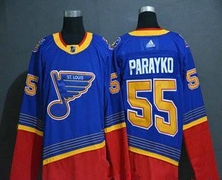 Adidas Miesten St. Louis Blues #55 Colton Parayko Sininen Ommeltu NHL Retro Paita