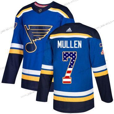 Adidas Miesten St. Louis Blues #7 Joe Mullen Sininen Kotiottelupaita Aito USA Flag Ommeltu NHL Paita