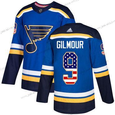 Adidas Miesten St. Louis Blues #9 Doug Gilmour Sininen Kotiottelupaita Aito USA Flag Ommeltu NHL Paita