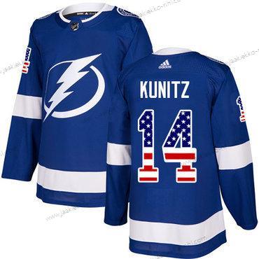 Adidas Miesten Tampa Bay Lightning #14 Chris Kunitz Sininen Kotiottelupaita Aito USA Flag Ommeltu NHL Paita