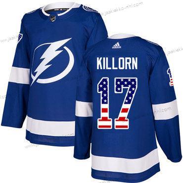 Adidas Miesten Tampa Bay Lightning #17 Alex Killorn Sininen Kotiottelupaita Aito USA Flag Ommeltu NHL Paita