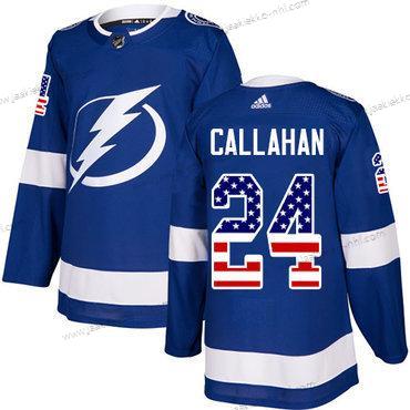 Adidas Miesten Tampa Bay Lightning #24 Ryan Callahan Sininen Kotiottelupaita Aito USA Flag Ommeltu NHL Paita