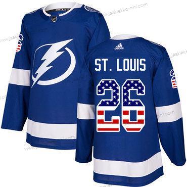 Adidas Miesten Tampa Bay Lightning #26 Martin St. Louis Sininen Kotiottelupaita Aito USA Flag Ommeltu NHL Paita