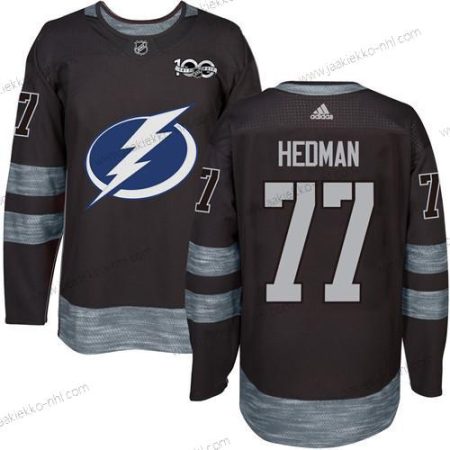 Adidas Miesten Tampa Bay Lightning #77 Victor Hedman Musta 1917-2017 100th Vuosipäivä Ommeltu NHL Paita