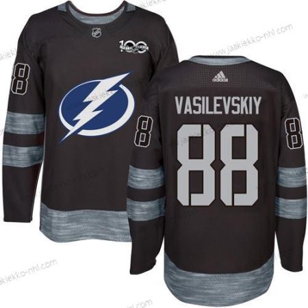 Adidas Miesten Tampa Bay Lightning #88 Andrei Vasilevskiy Musta 1917-2017 100th Vuosipäivä Ommeltu NHL Paita