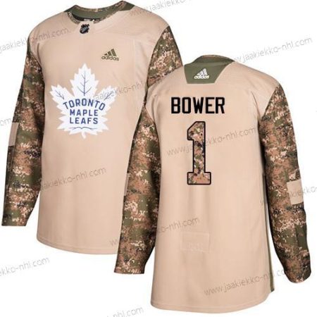 Adidas Miesten Toronto Maple Leafs #1 Johnny Bower Maastokuvio Aito 2017 Veterans Day Ommeltu NHL Paita