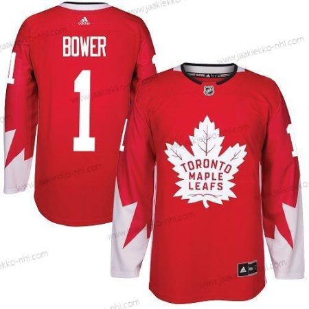 Adidas Miesten Toronto Maple Leafs #1 Johnny Bower Punainen Kanadan maajoukkue Aito Ommeltu NHL Paita