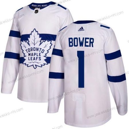 Adidas Miesten Toronto Maple Leafs #1 Johnny Bower Valkoinen Aito 2018 Stadium Series Ommeltu NHL Paita