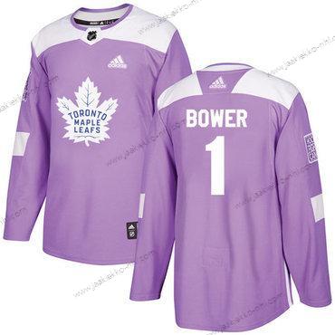 Adidas Miesten Toronto Maple Leafs #1 Johnny Bower Violetti Aito Taistelee syöpää vastaan Ommeltu NHL Paita