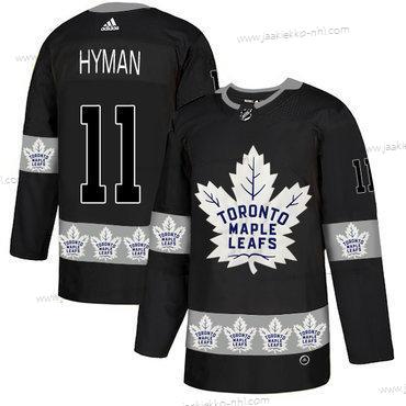 Adidas Miesten Toronto Maple Leafs #11 Zach Hyman Musta Maajoukkue Logos Paita