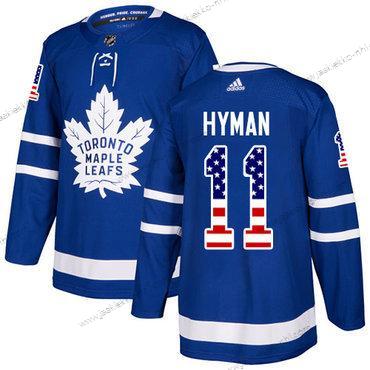 Adidas Miesten Toronto Maple Leafs #11 Zach Hyman Sininen Kotiottelupaita Aito USA Flag Ommeltu NHL Paita