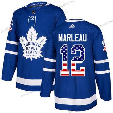 Adidas Miesten Toronto Maple Leafs #12 Patrick Marleau Sininen Kotiottelupaita Aito USA Flag Ommeltu NHL Paita