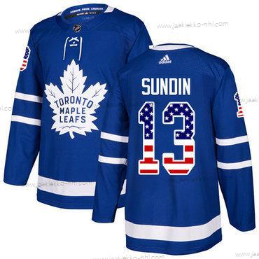 Adidas Miesten Toronto Maple Leafs #13 Mats Sundin Sininen Kotiottelupaita Aito USA Flag Ommeltu NHL Paita