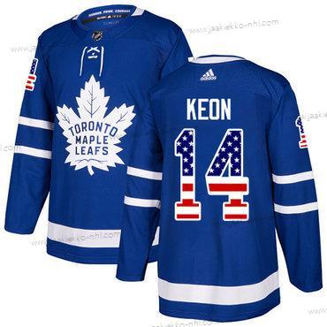 Adidas Miesten Toronto Maple Leafs #14 Dave Keon Sininen Kotiottelupaita Aito USA Flag Ommeltu NHL Paita