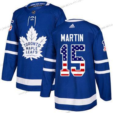 Adidas Miesten Toronto Maple Leafs #15 Matt Martin Sininen Kotiottelupaita Aito USA Flag Ommeltu NHL Paita