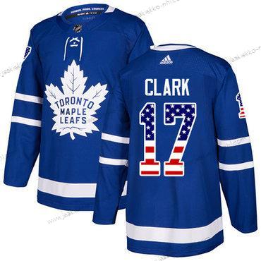 Adidas Miesten Toronto Maple Leafs #17 Wendel Clark Sininen Kotiottelupaita Aito USA Flag Ommeltu NHL Paita