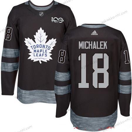 Adidas Miesten Toronto Maple Leafs #18 Milan Michalek Musta 100th Vuosipäivä Ommeltu NHL 2017 Jääkiekko Paita