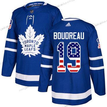 Adidas Miesten Toronto Maple Leafs #19 Bruce Boudreau Sininen Kotiottelupaita Aito USA Flag Ommeltu NHL Paita