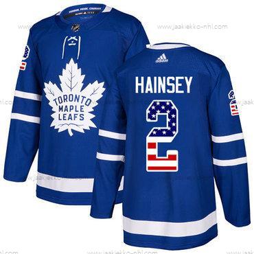 Adidas Miesten Toronto Maple Leafs #2 Ron Hainsey Sininen Kotiottelupaita Aito USA Flag Ommeltu NHL Paita