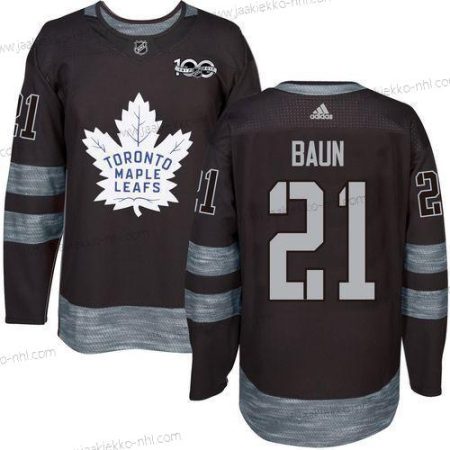 Adidas Miesten Toronto Maple Leafs #21 Bobby Baun Musta 100th Vuosipäivä Ommeltu NHL 2017 Jääkiekko Paita