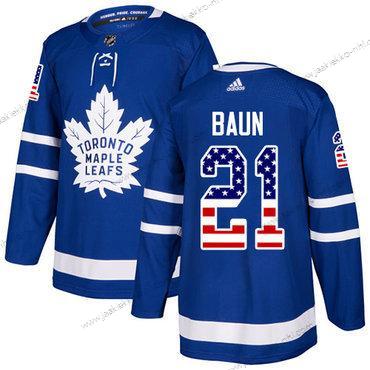 Adidas Miesten Toronto Maple Leafs #21 Bobby Baun Sininen Kotiottelupaita Aito USA Flag Ommeltu NHL Paita