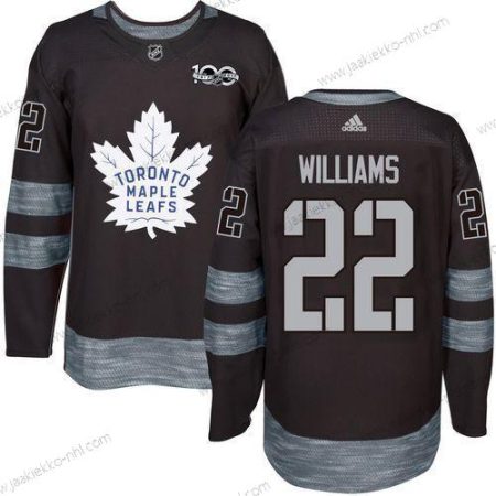 Adidas Miesten Toronto Maple Leafs #22 Tiger Williams Musta 100th Vuosipäivä Ommeltu NHL 2017 Jääkiekko Paita