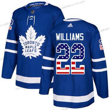 Adidas Miesten Toronto Maple Leafs #22 Tiger Williams Sininen Kotiottelupaita Aito USA Flag Ommeltu NHL Paita