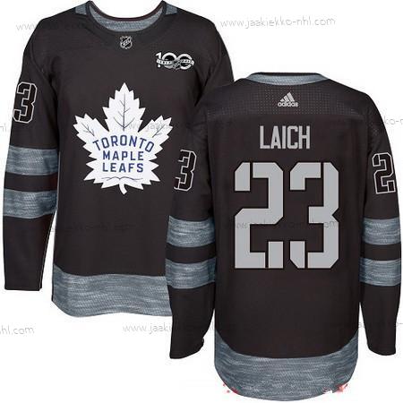 Adidas Miesten Toronto Maple Leafs #23 Brooks Laich Musta 100th Vuosipäivä Ommeltu NHL 2017 Jääkiekko Paita