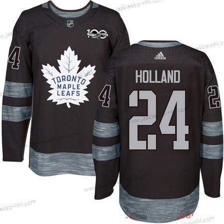 Adidas Miesten Toronto Maple Leafs #24 Peter Holland Musta 100th Vuosipäivä Ommeltu NHL 2017 Jääkiekko Paita