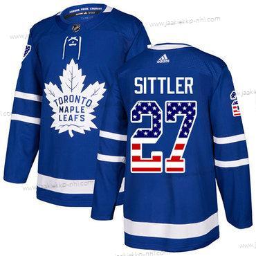 Adidas Miesten Toronto Maple Leafs #27 Darryl Sittler Sininen Kotiottelupaita Aito USA Flag Ommeltu NHL Paita