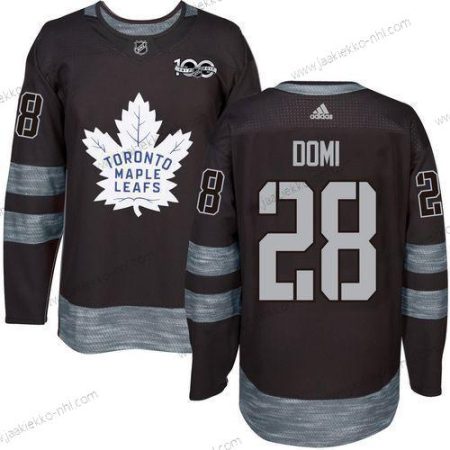 Adidas Miesten Toronto Maple Leafs #28 Tie Domi Musta 100th Vuosipäivä Ommeltu NHL 2017 Jääkiekko Paita