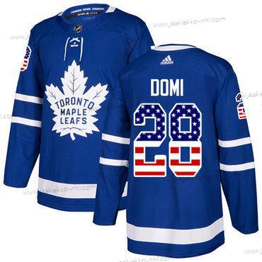 Adidas Miesten Toronto Maple Leafs #28 Tie Domi Sininen Kotiottelupaita Aito USA Flag Ommeltu NHL Paita