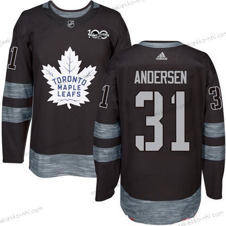 Adidas Miesten Toronto Maple Leafs #31 Frederik Andersen Musta 100th Vuosipäivä Ommeltu NHL 2017 Jääkiekko Paita