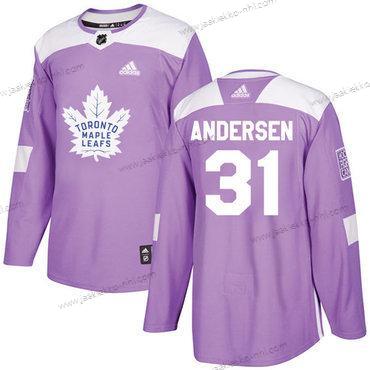 Adidas Miesten Toronto Maple Leafs #31 Frederik Andersen Violetti Aito Taistelee syöpää vastaan Ommeltu NHL Paita