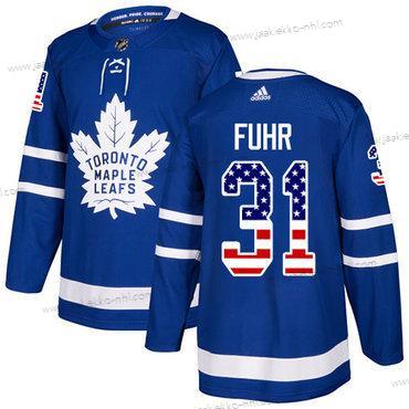 Adidas Miesten Toronto Maple Leafs #31 Grant Fuhr Sininen Kotiottelupaita Aito USA Flag Ommeltu NHL Paita